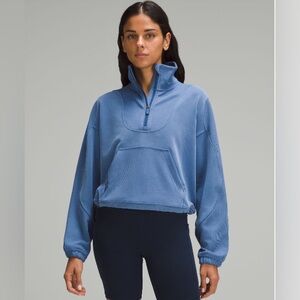 Lululemon Brushed Softstreme Ribbed Half Zip Pitch Blue